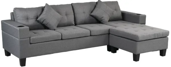 Sectional Sofa Set For Living Room With L Shape Chaise Lounge, Cup Holder And Left Or Right Hand Chaise Modern 4 Seat