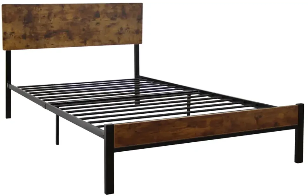 Modern Twin Size Metal Bed Frame Sturdy System Metal & Wood - Black
