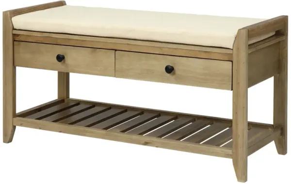 Shoe Rack With Cushioned Seat And Drawers Multipurpose Entryway Storage Bench Wash - Gray Wash
