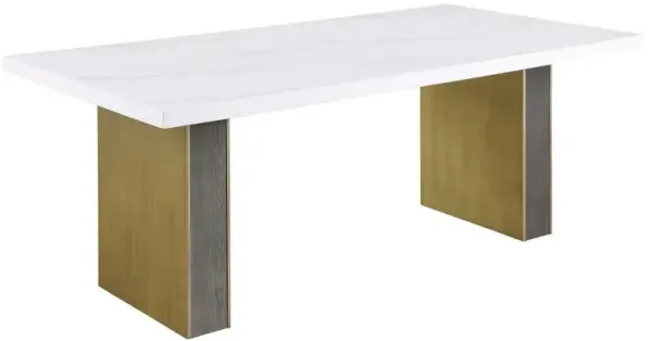 Carla - Cultured Carrara Marble Top Dining Table - White