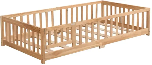 Floor Bed With Door And Fence For Children