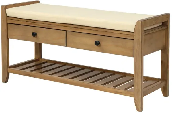 Multipurpose Entryway Shoe Rack With Cushioned Seat And Drawers