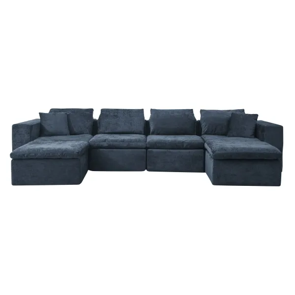 Modern Minimalist Cloud Sectional Couch With Comfy Chaise, U Shaped Modular Sofa
