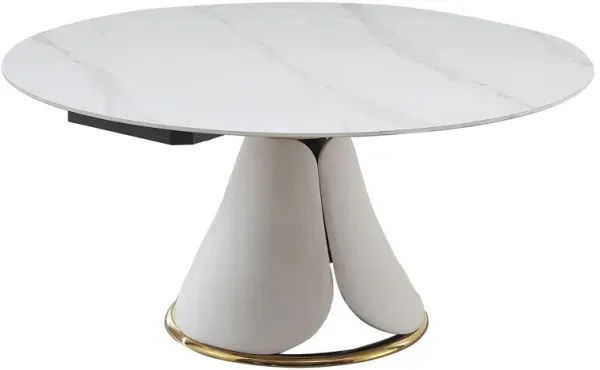 Fashion Modern Sintered Stone Dining Table With Multi Functional Retractable Design - White