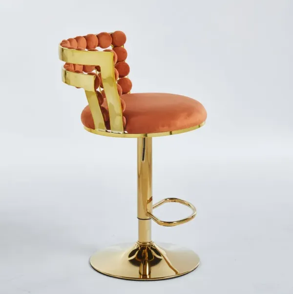 Modern Bar Chair With Iron Tube Legs, Soft Cushions And Comfortable Backrest, Suitable For Dining Room, Living Room, Cafe, Hairball Back, Bar Stool