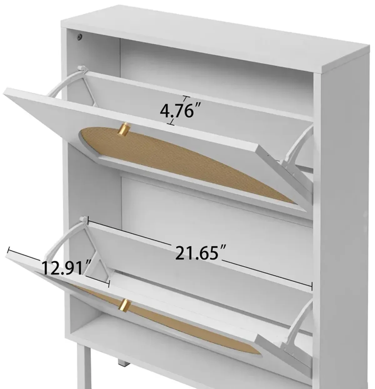 2 Door Shoe Rack, Rattan, Double Layer, Suitable For Living Room, Hallway - White