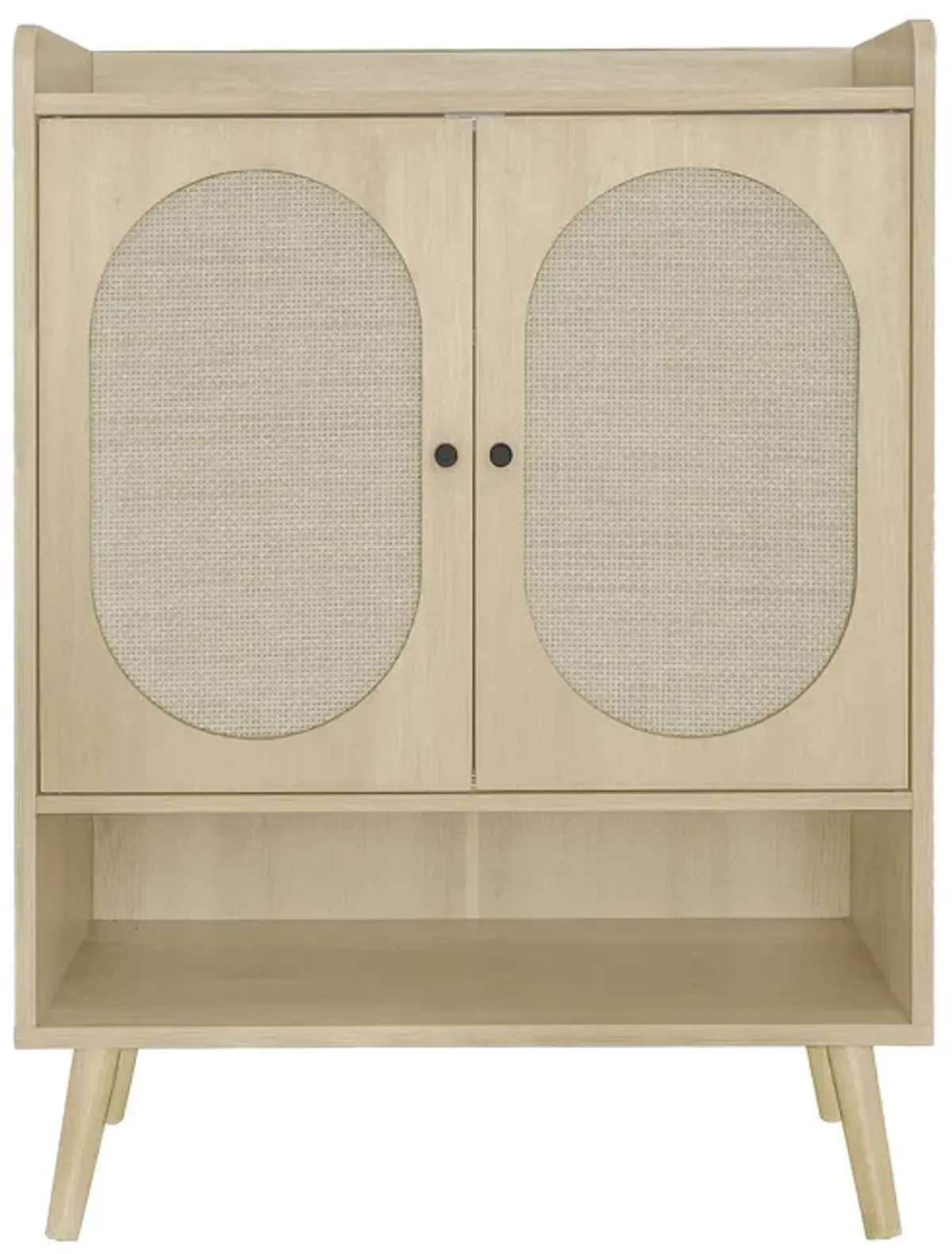 2 Door Shoe Rack, Freestanding, Modern Shoe Storage Cabinet, For Entryway - Natural