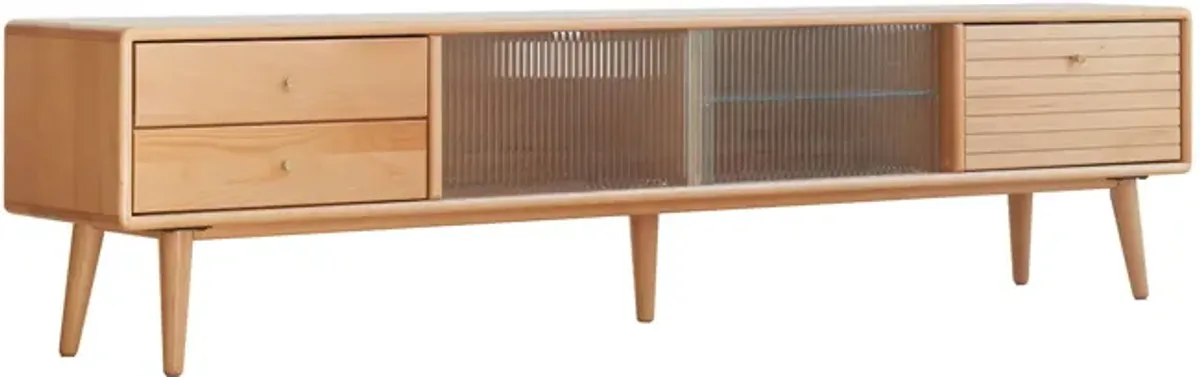 TV Cabinet With Chinese Changhong Glass Doors, Two Drawer Storage Space TV Standing