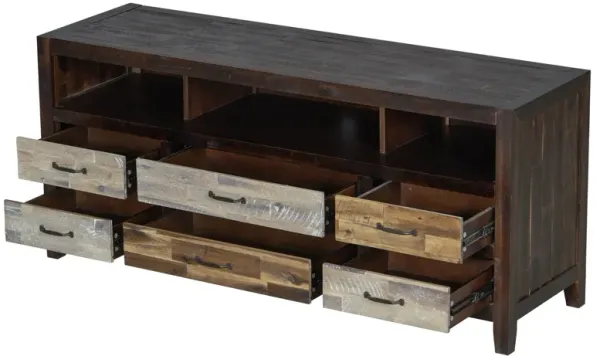 Retro Distressed Wooden TV Stand For TVs Up To 65", Entertainment Center Media Console With 6 Drawers And 3 Shelves For Living Room