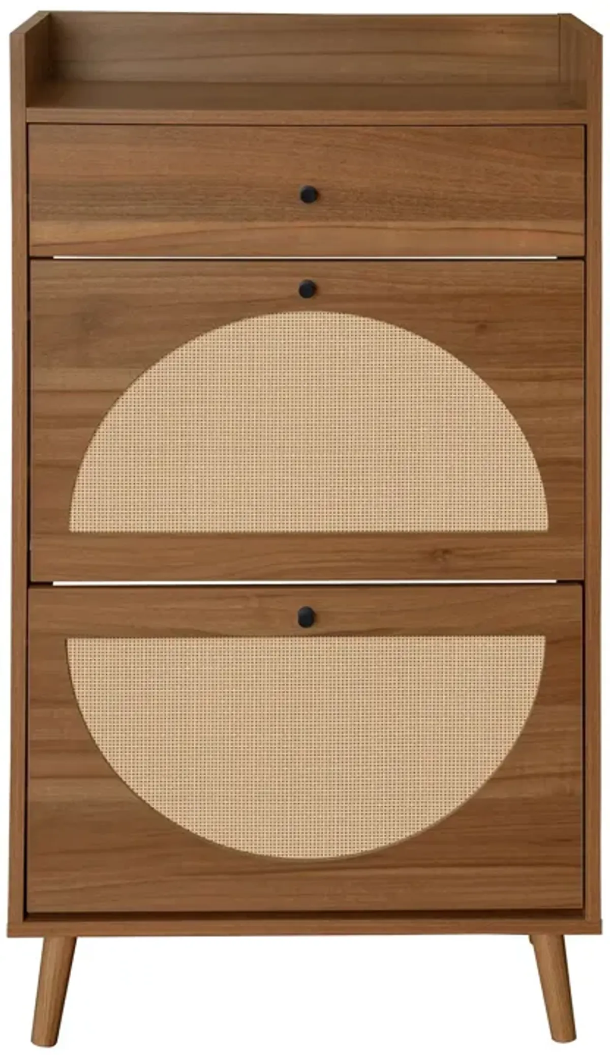 Allen - Rattan 2 Door 1 Drawer Cabinet Shoe Rack For Entrance