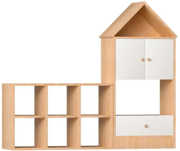 Versatile Children's Bookshelf With House Shaped Design, Multi Functional Storage