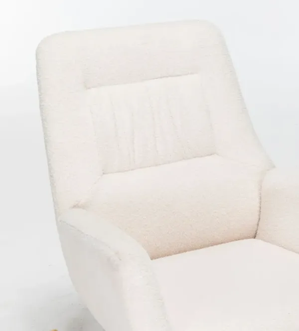 Rocking Chair Nursery, Teddy Upholstered Glider Rocker With High Backrest, Reading Chair Modern Rocking Accent Chairs Glider Recliner For Living Room - Cream