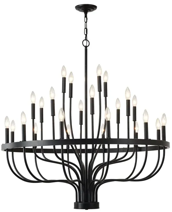 24 Light Chandelier Industrial Iron Candle Chandelier Modern Suspended Farmhouse Chandeliers Pendant Light Fixtures For Dining Room Bedroom Living Room Kitchen Island Foyer E12 Bulb (No Include) - Black