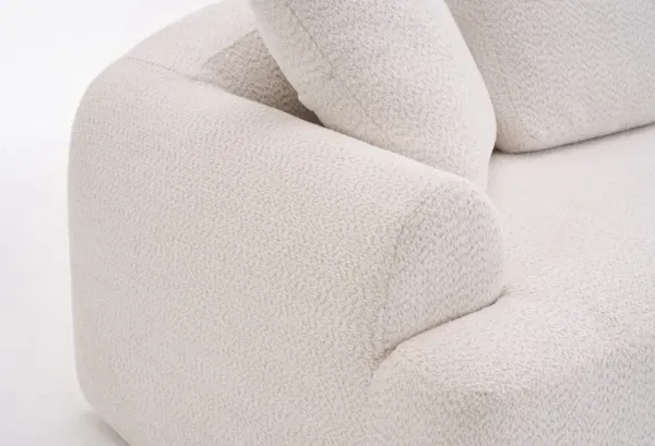 Compression Sofa: 4 Seater Combined Sofa, Crochet Yarn Fabric, Full Sponge Compression Sofa, Combined Sofa With 4 Pillows For Home Living / Home Furniture / Apartment - Beige