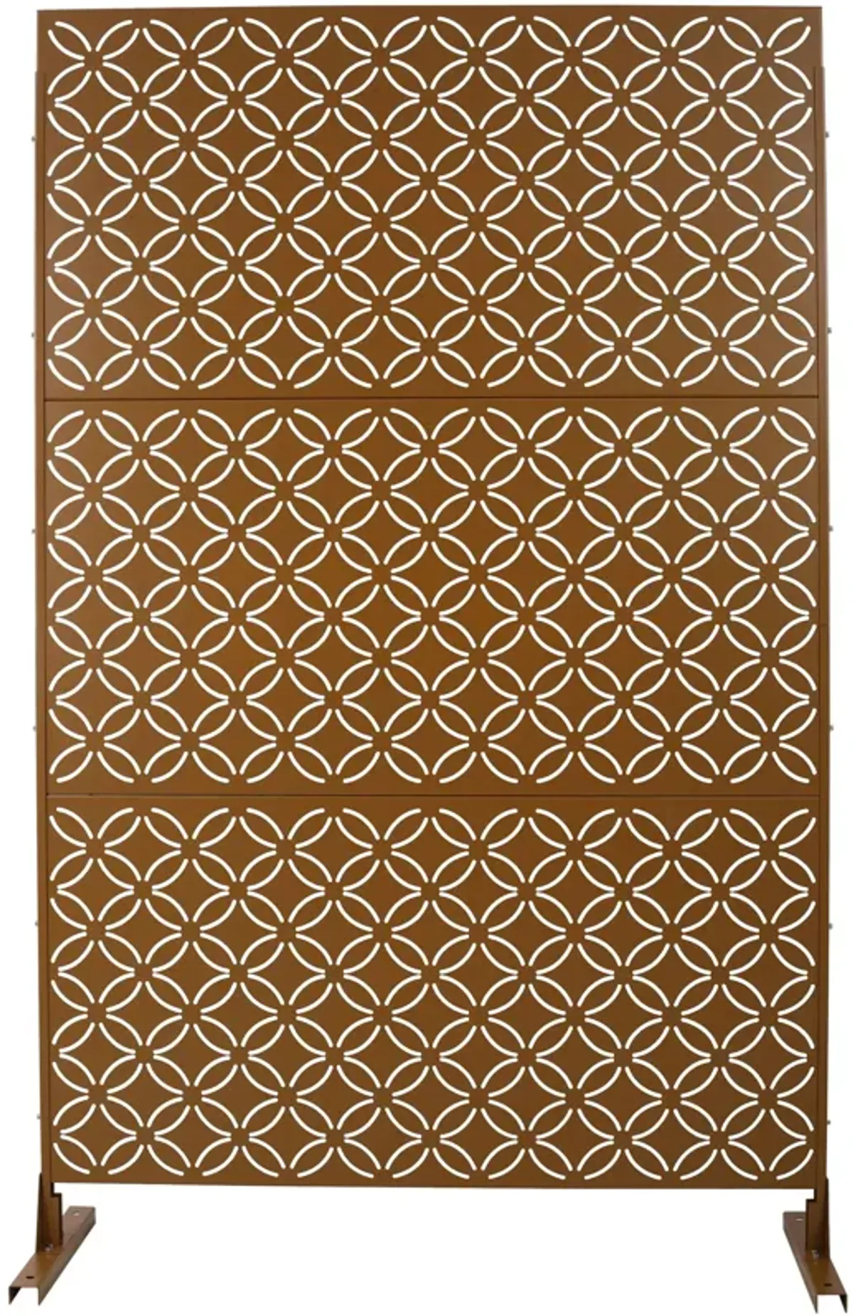 Freestanding Decorative Privacy Screen For Deck Balcony Patio, Metal Privacy - Brown
