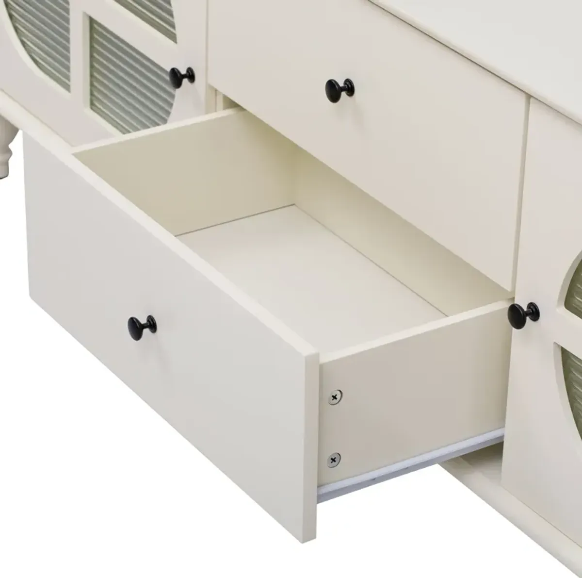 Modern TV Stand For TVs Up To 75" With Fluted Glass Doors