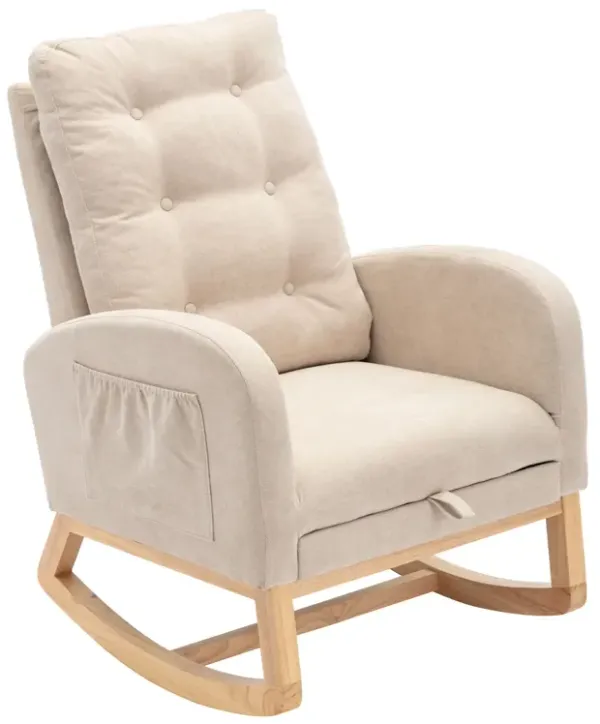 Accent Rocking Chair With Footrest, High Back