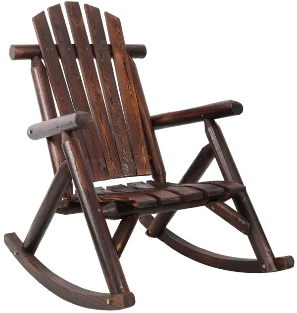 Durable Wooden Porch Rocker, Fir Log Rocking Chair