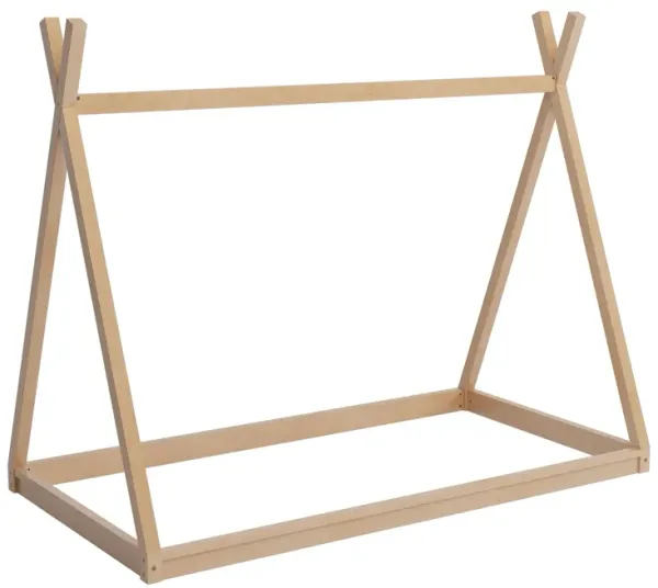 Wood Tent Bed For Kids, Montessori Style Low - Floor Bed, House-Shape Tent Bed Frame