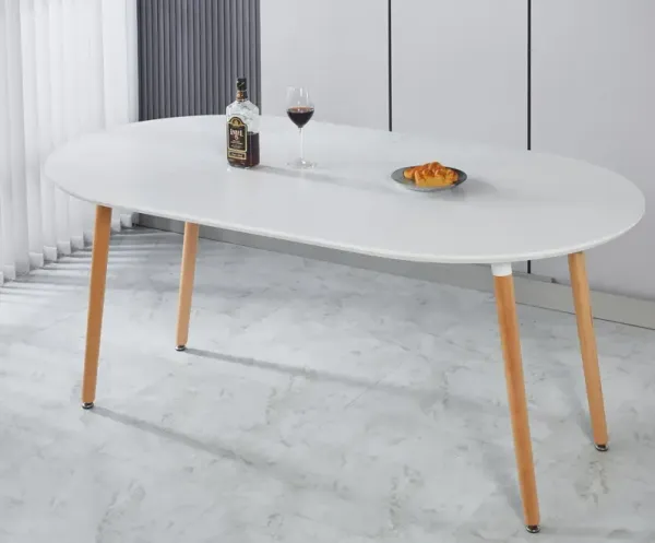 Extensible Table, Dining Table, Office Table, Coffee Table, Wood Leg - Matte White