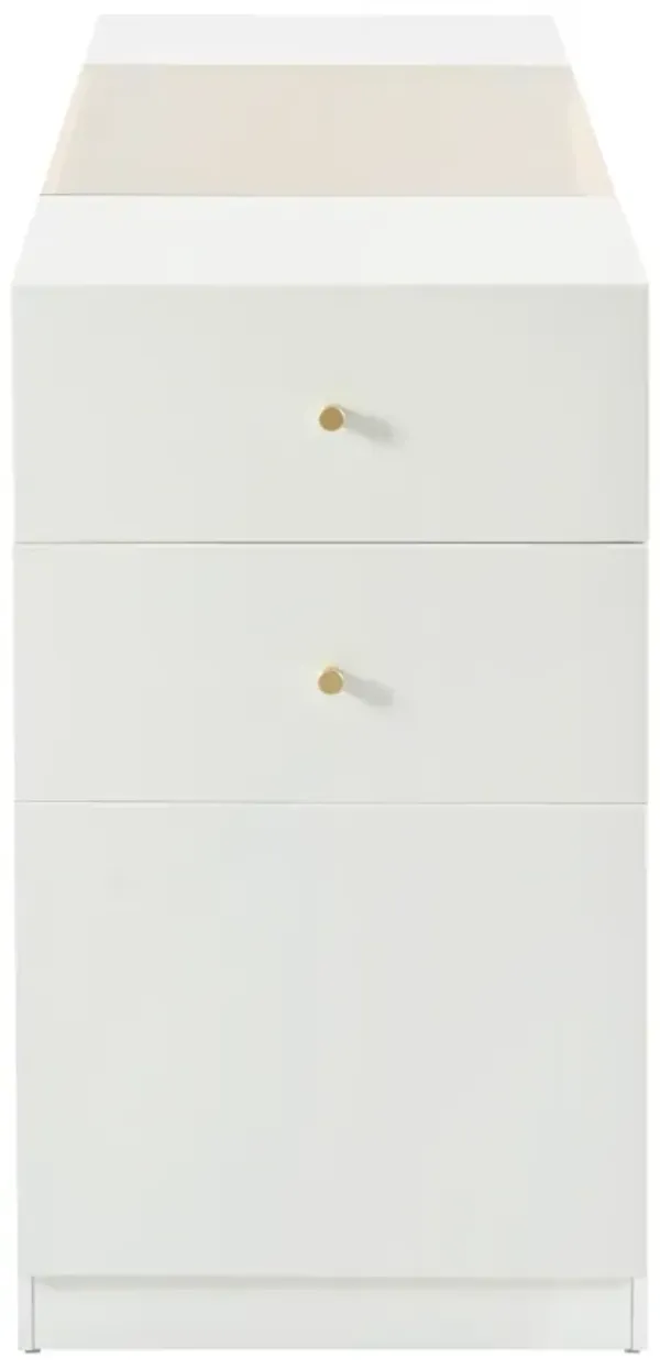 Modern Luxury Multi-Functional Island Vanity Dresser And Storage Cabinet With Glass Tabletop, Display Shelf, 6 Drawers For Walk In Wardrobe And Bedroom - Cream White