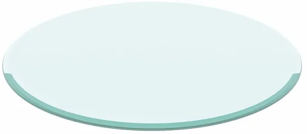 Round Tempered Glass Table Top Clear Glass, Thick Beveled Polished Edge - Black