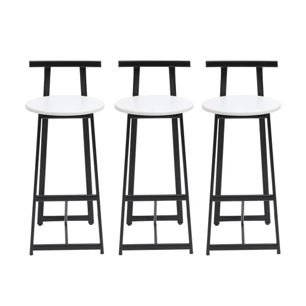 Modern Bar Stools With Backrest For Kitchen (Set of 3)