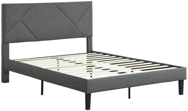 Upholstered Platform Bed Frame With Headboard, Wood Slat Support