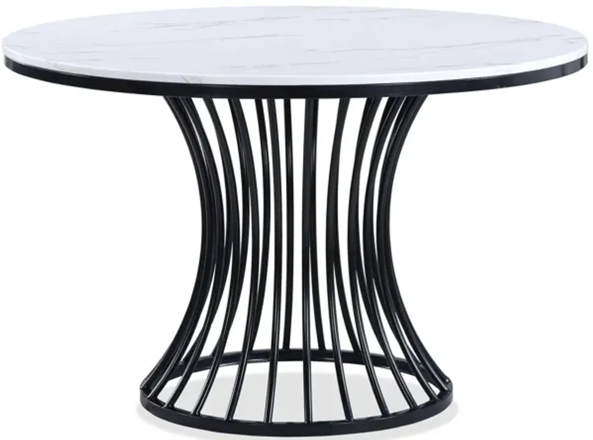 Hadley - Faux Marble Round Table - White