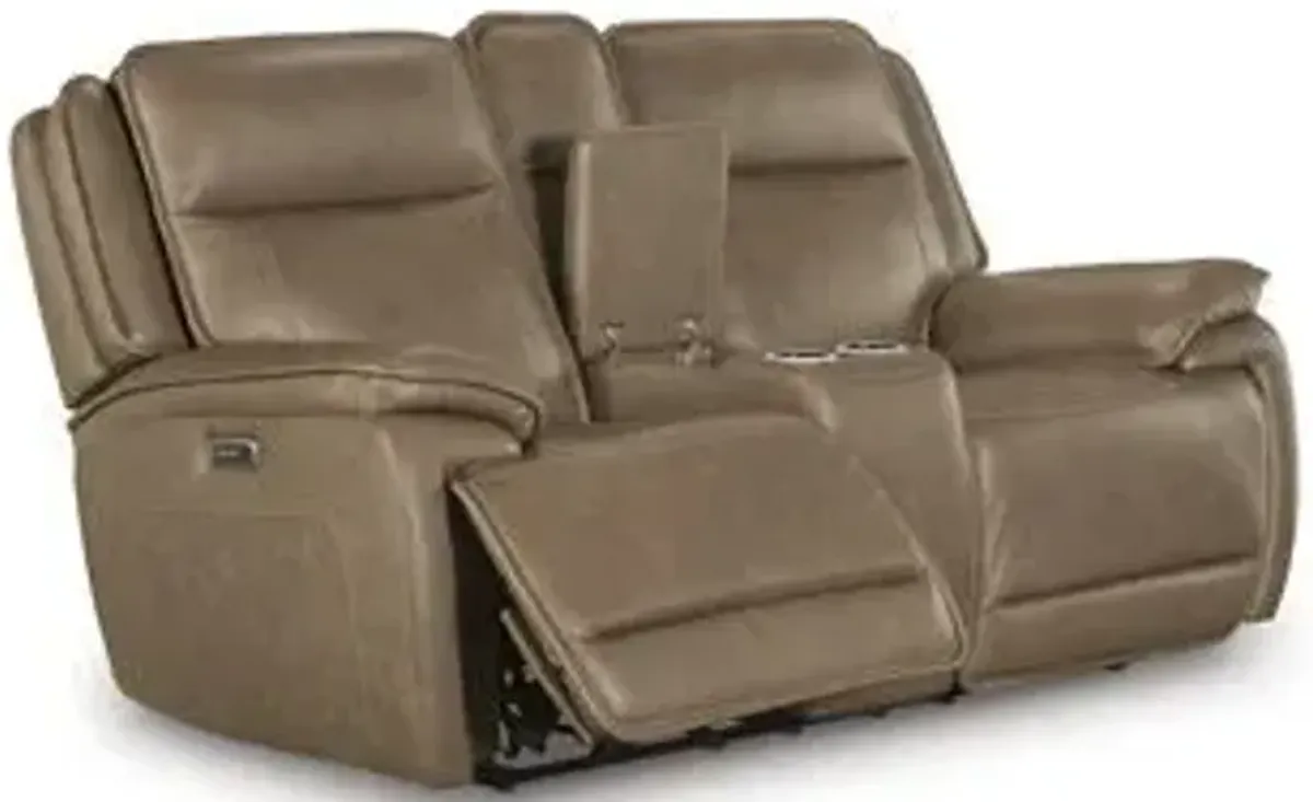 Glencroft - Sahara - Power Reclining Loveseat With Console / Adjustable Headrest