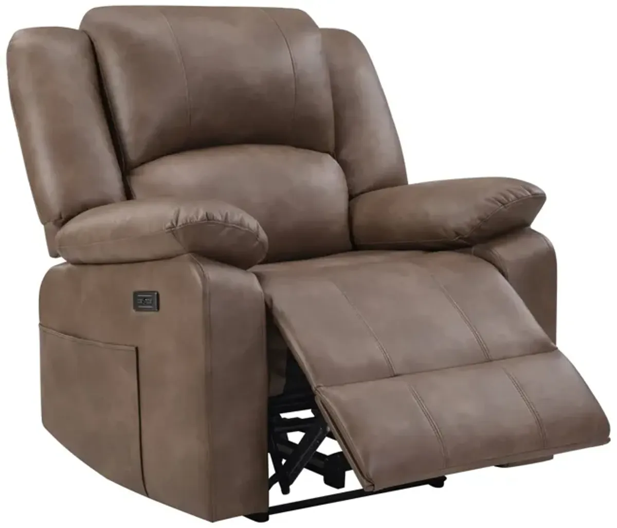 Power Recliner with USB Charging - Brown