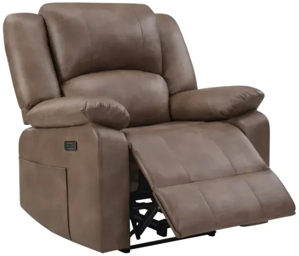 Power Recliner with USB Charging - Brown