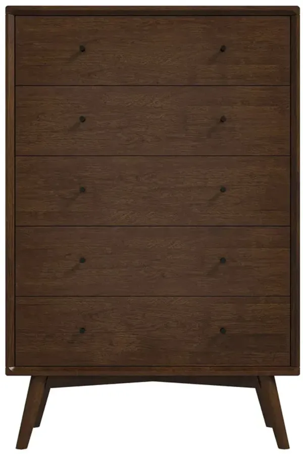 Caroline - Mid-Century Modern Dresser 5 Drawer - Dark Brown