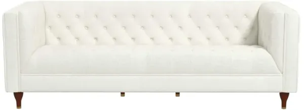 Evelyn - Mid-Century Modern Boucle Luxury Chesterfield Sofa - Ivory White / White