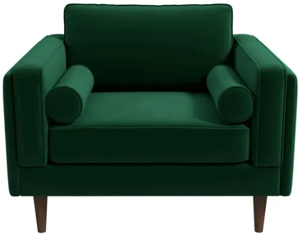 Amber - Velvet Lounge Chair - Brown / Dark Green