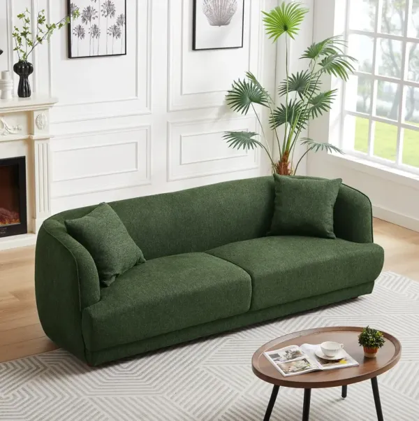 Larisa - Mid-Century Modern Linen Sofa - Dark Green