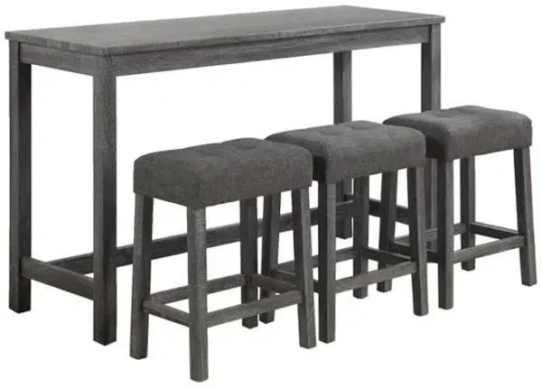 Oriana - 4 Piece Counter Height Pub Table Set With Tufted Stools - Gray