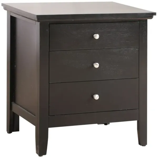3 Drawer Nightstand - Black