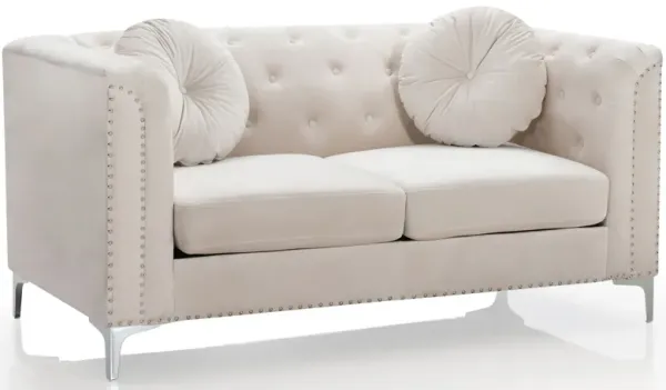 Elegant Contemporary Loveseat - Ivory