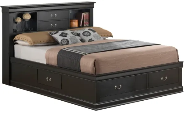 Louis Phillipe - King Elegant Storage Bed - Black