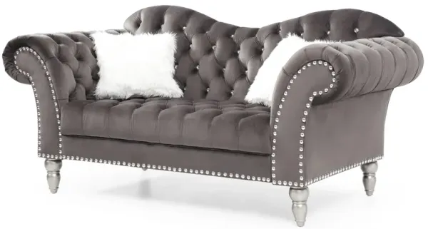 Cozy Traditional Loveseat - Dark Gray