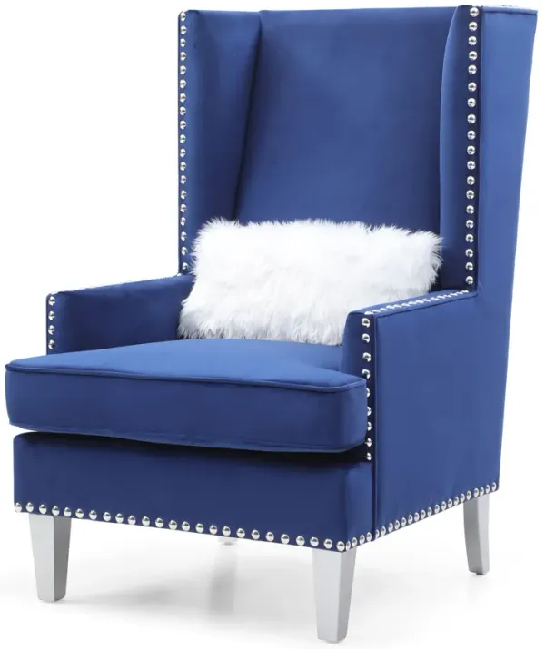 Elegant Lounge Chair With Square Arms - Blue
