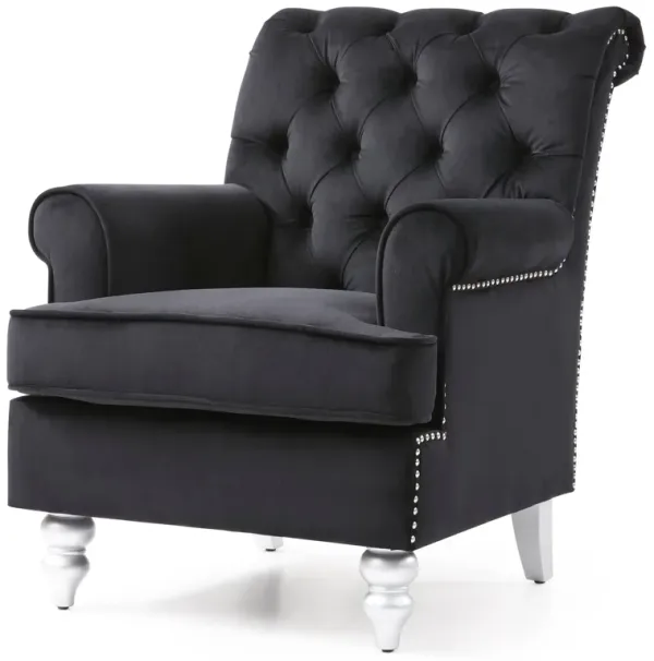 Elegant Round Arm Traditional Chair - Black