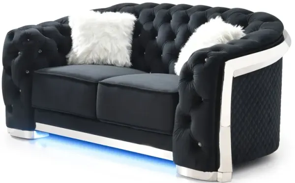 Loveseat With Flared Arms - Black