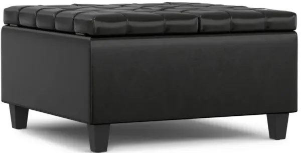 Harrison - Small Square Coffee Table Storage Ottoman - Black