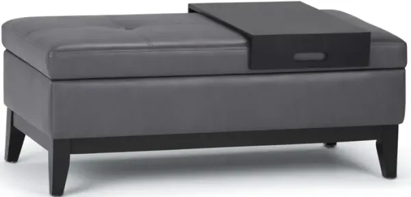 Oregon - Storage Ottoman Bench With Tray - Stone Gray