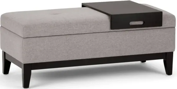 Oregon - Storage Ottoman Bench With Tray - Cloud Gray