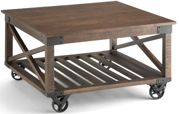 Harding - Square Coffee Table - Distressed Dark Brown