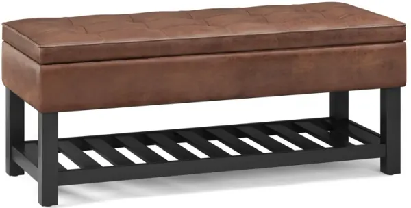 Cosmopolitan - Storage Ottoman Bench With Open Bottom - Distressed Saddle Brown