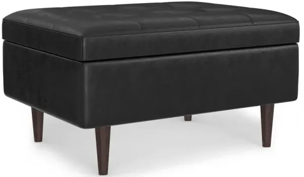 Shay - Mid Century Small Coffee Table Storage Ottoman - Distressed Black